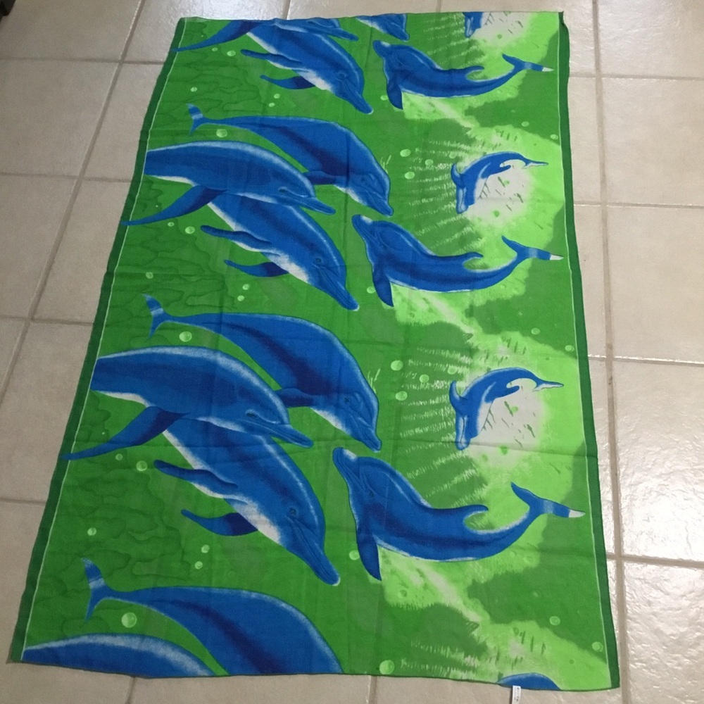 RIMA Green/Blue Dolphin Beach Wrap Scarf Cover Up Sarong